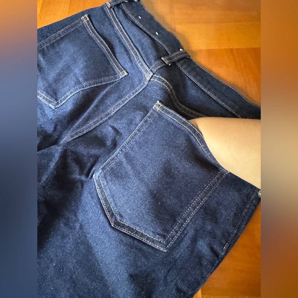 Muji Women’s 27 Wide Leg Jeans Dark Wash Relaxed Fit Indigo Dye Cropped - Picture 3 of 6